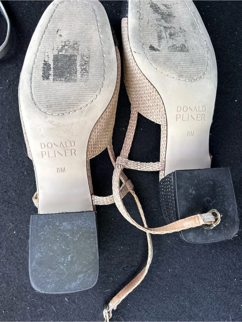 Donald J. Pliner Beige and Black Slingback Platform Pumps